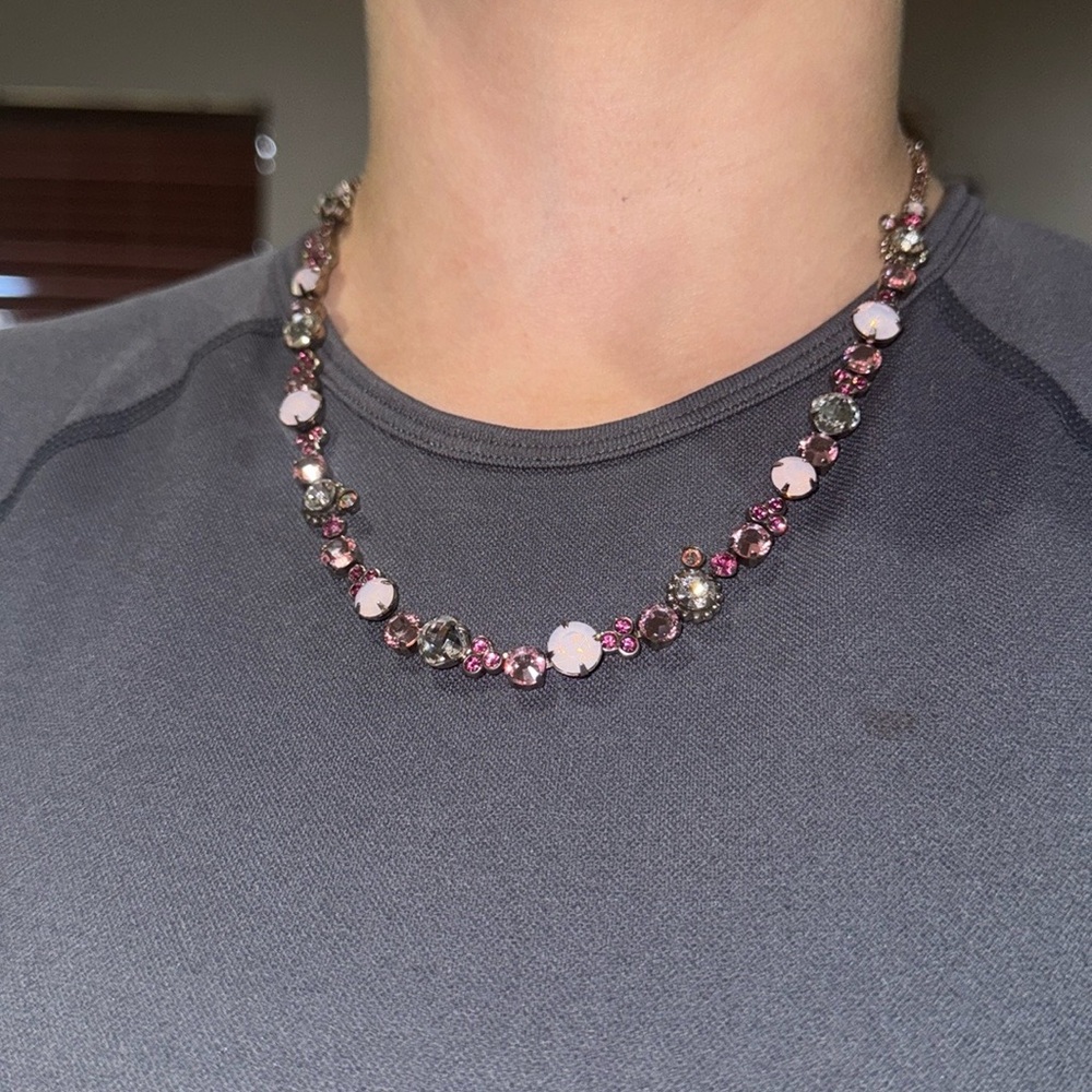Chic Pink and Silver Beaded Necklace